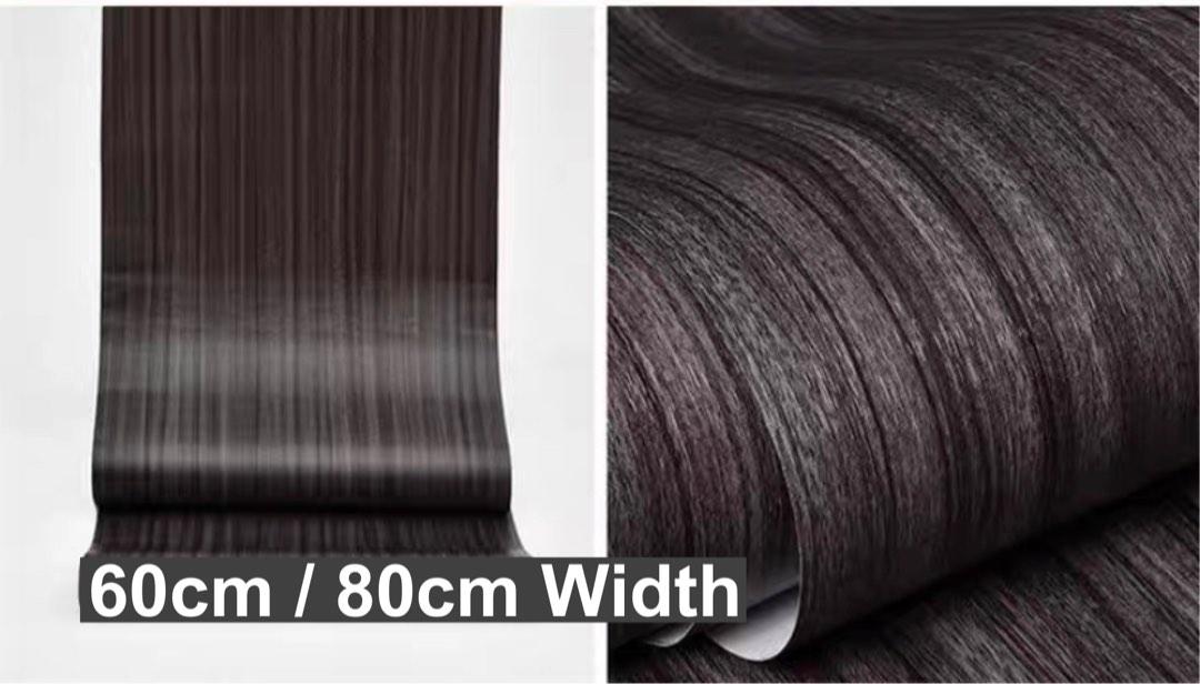 Ready Stock 60cm / 80cm Width Black Lines PVC Wood Grain Stickers ...