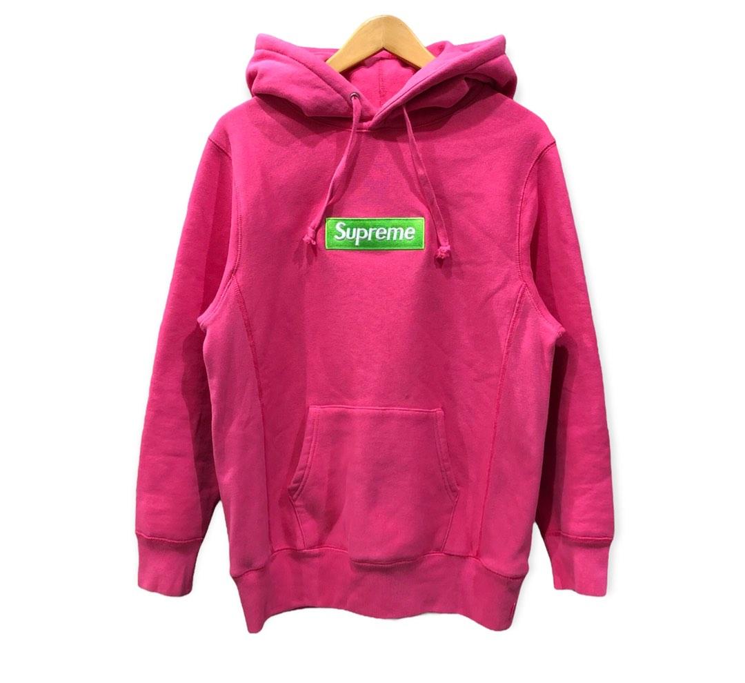 Pink and outlet green supreme hoodie