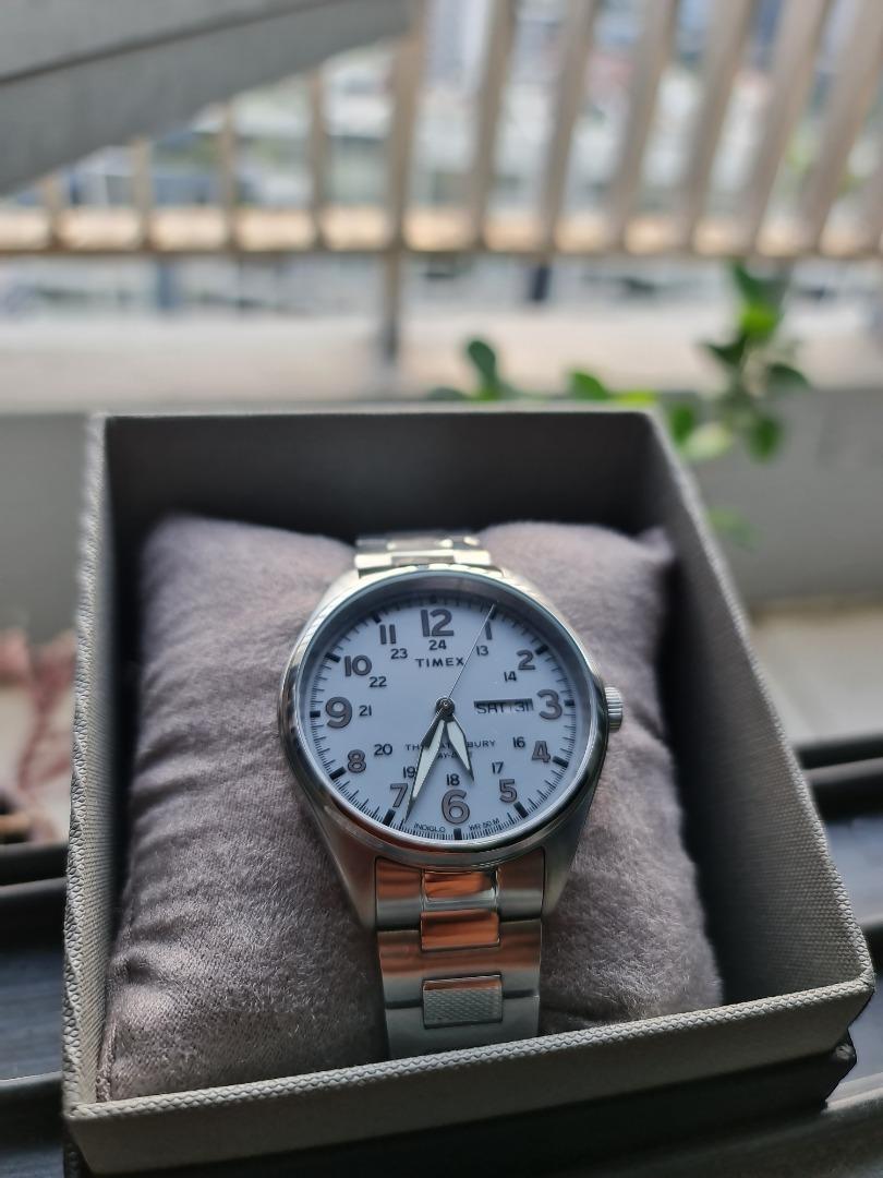 Timex Waterbury Traditional Day Date 42mm Silver Tone Case Bracelet TW2T70800
