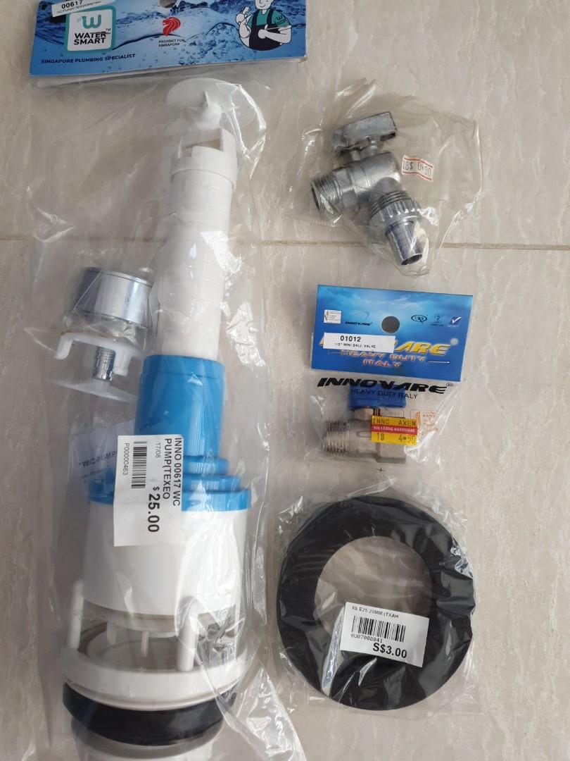 Toilet bowl tank pump, seal n valves, Furniture & Home Living, Bathroom