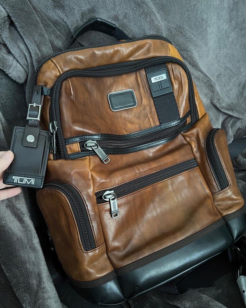 Tumi brown leather backpack hotsell