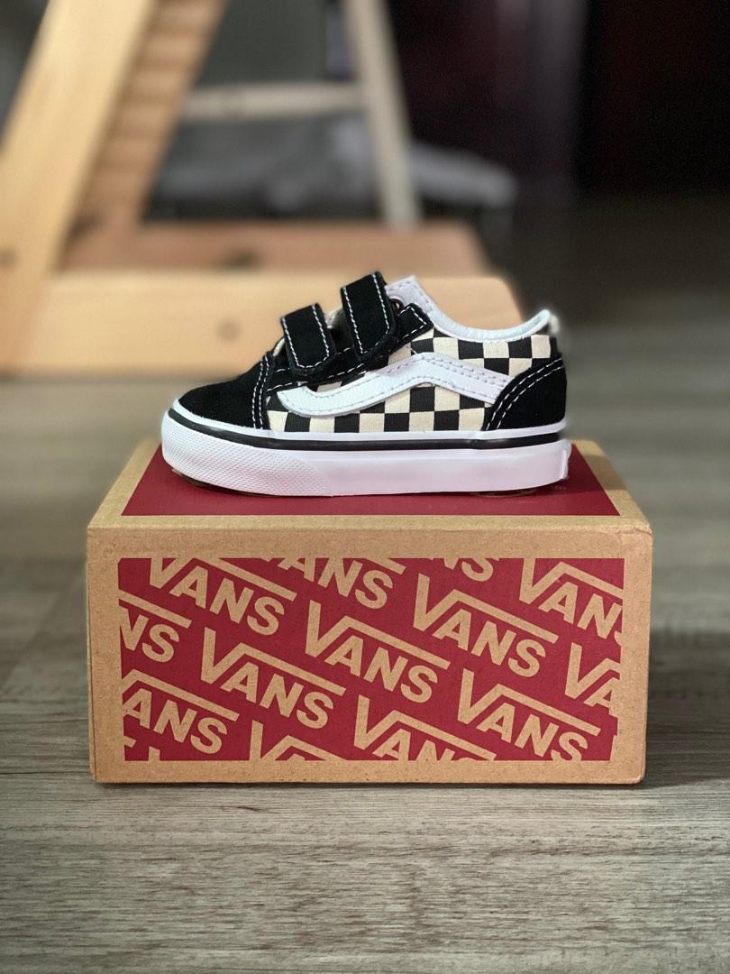 Infant Vans Old Skool V Primary Check Sneakers Baby Toddler