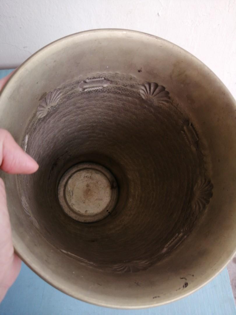 Vintage Hammered Brass Wine Champagne Bucket, Furniture & Home Living