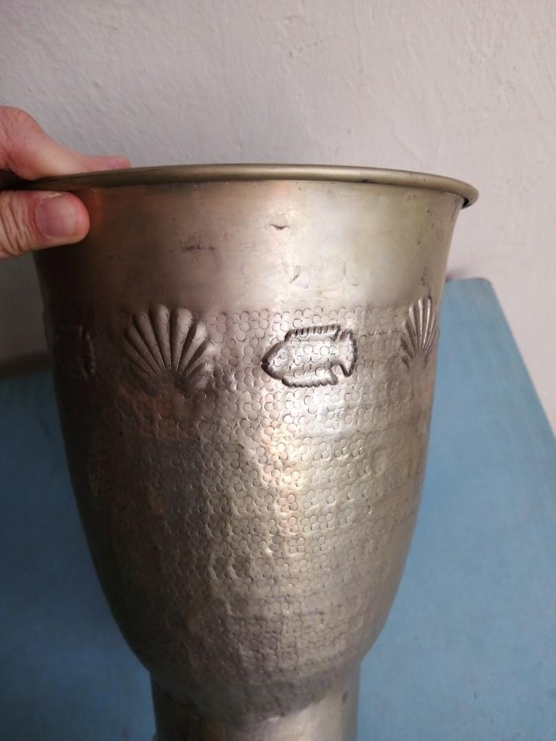 Vintage Hammered Brass Wine Champagne Bucket, Furniture & Home Living