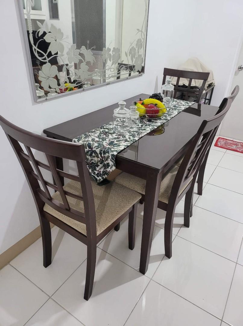 Wooden Dining Table Set 4 seater, Furniture & Home Living, Furniture