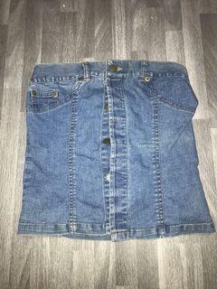 y2k denim tube top
