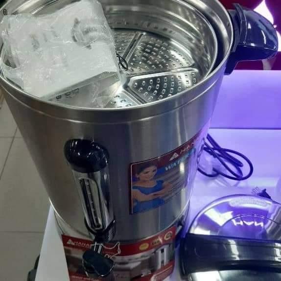 15l.hanabishi Percolator HPERCO-15SS (Category: Other Kitchen Appliances) located in Caloocan City. Submitted by camileventura123456 (Listing ID 1185460952, Image 1). Description: Hanabishi Percolator HPERCO-15SS Description💯 ✅15-liter capacity (100 cups). ✅Double wall stainless steel insulation. ✅Anti-drip dispense.r ✅Coffee strainer. ✅Warm and boil indicator with thermostat. ✅Tempered glass water gauge. ✅Heat resistant handles. ✅Thermally prot