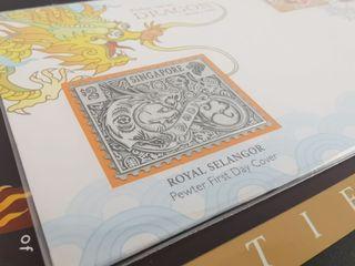 2000 Royal Selangor Pewter FDC Singapore Zodiac Series Lunar Dragon Commemorative Stamp