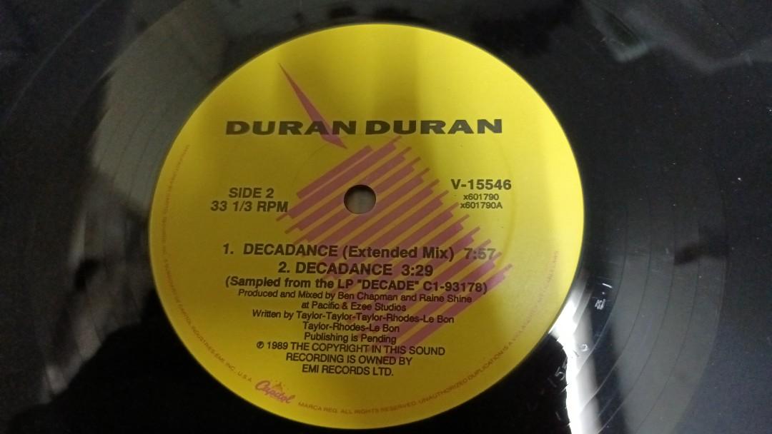 名曲名盤 美版 DURAN DURAN BURNING THE GROUND / DECADANCE 12" LP 舊版 黑膠, 興趣及遊戲