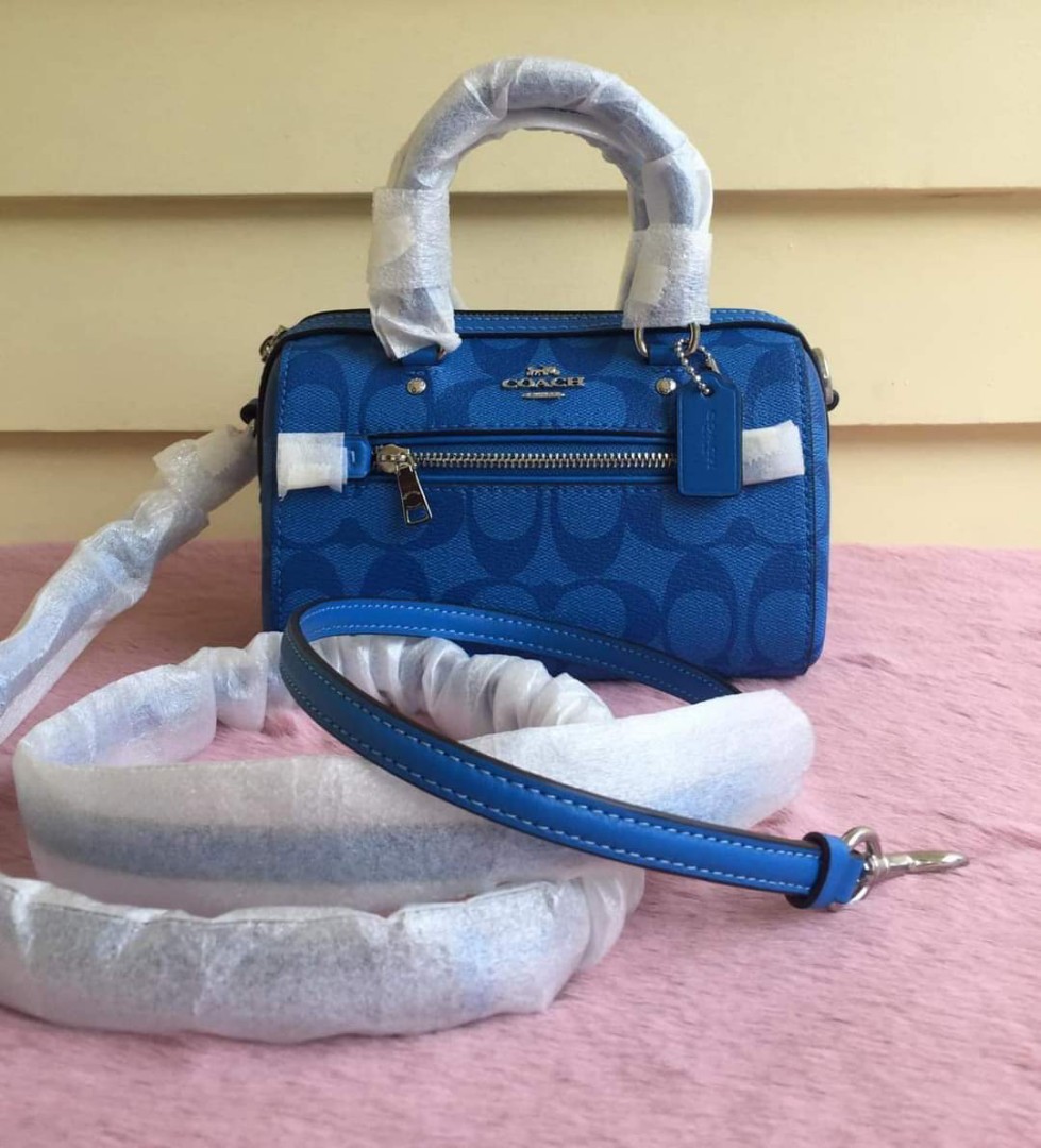 💯 Coach Mini Rowan Crossbody in Signature Canvas • SV/Bright Blue • 👉🏻  LP POSTED 👈🏻, Luxury, Bags & Wallets on Carousell