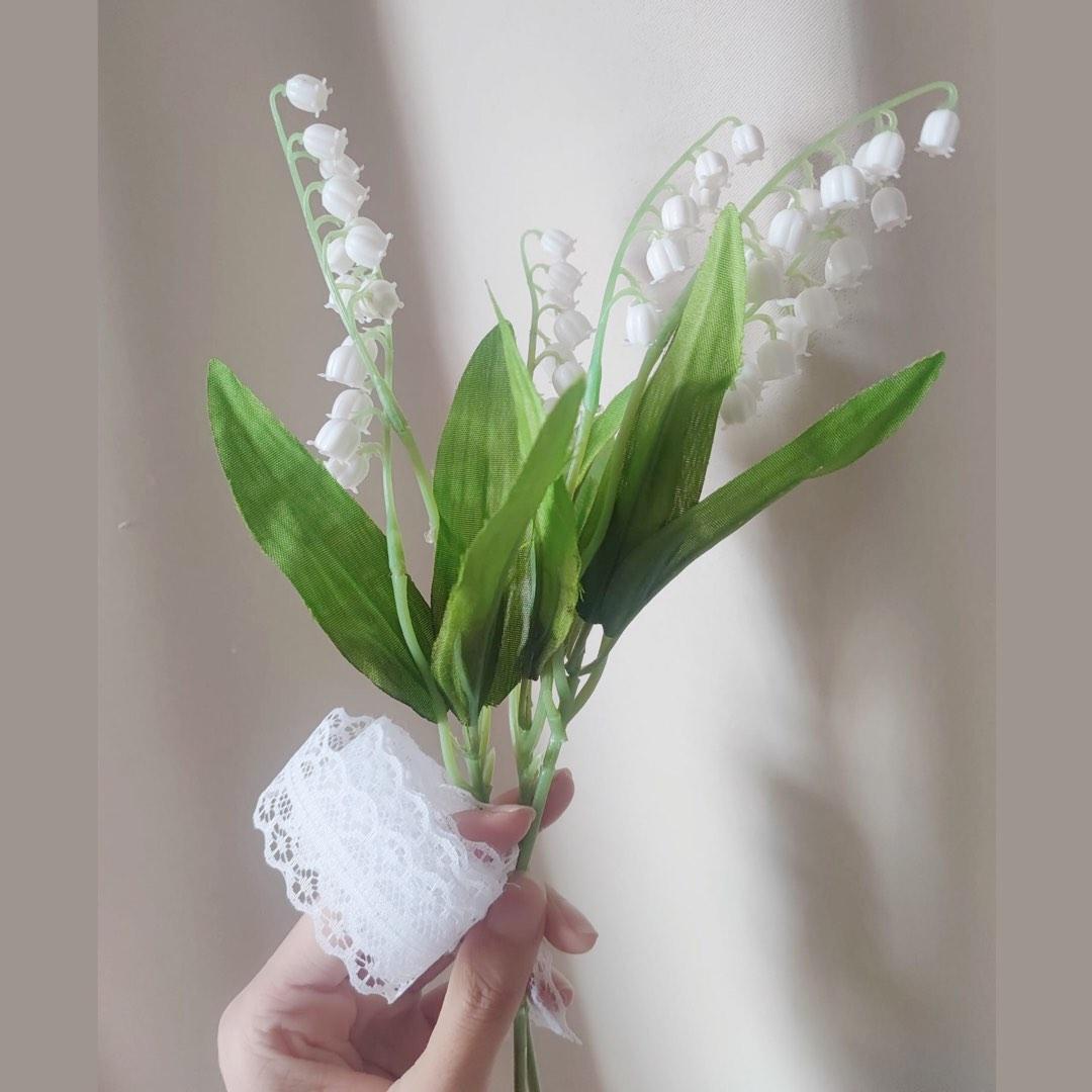 現貨仿真花鈴蘭花假花擺設客廳臥室餐桌花束裝飾花藝擺件ins風小清新拍攝道具背景 30 三支花 蕾絲巾 平郵 8 45 三支花 蕾絲巾 花瓶 平郵 15 自費費豐