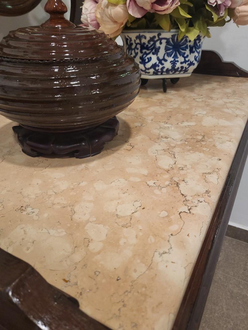 Reduced Peranakan Antique unique pink marble top display