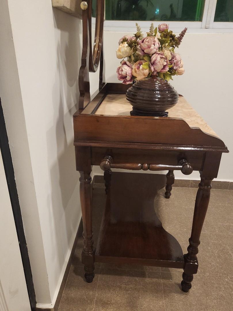 Reduced Peranakan Antique unique pink marble top display