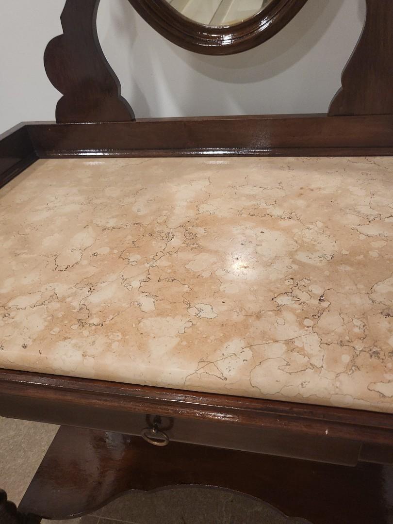 Reduced Peranakan Antique unique pink marble top display
