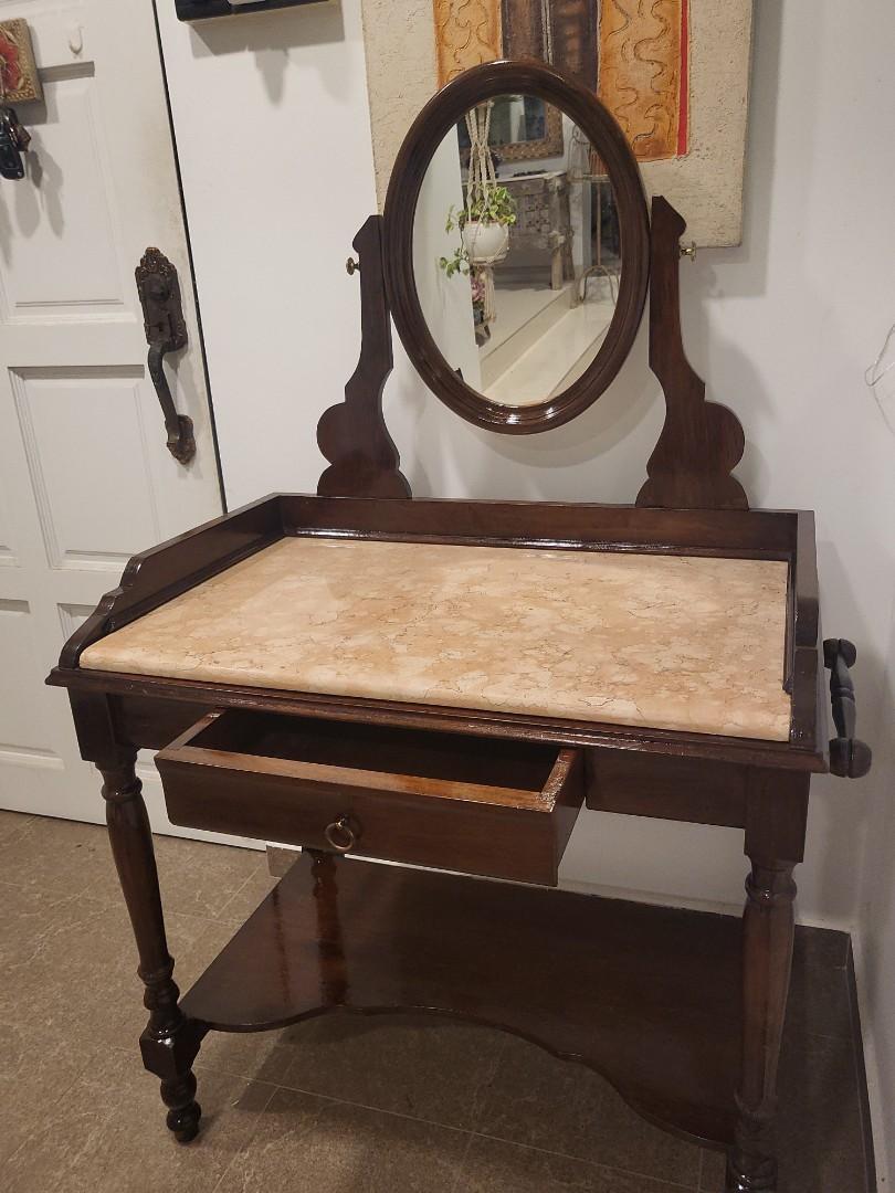 Reduced Peranakan Antique unique pink marble top display