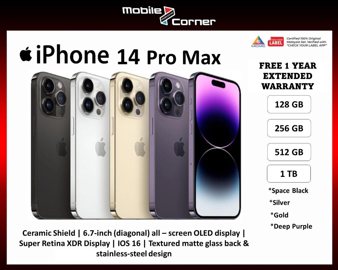 Apple iPhone 14 Pro Max 128GB With 1 Year Warranty, Mobile Phones