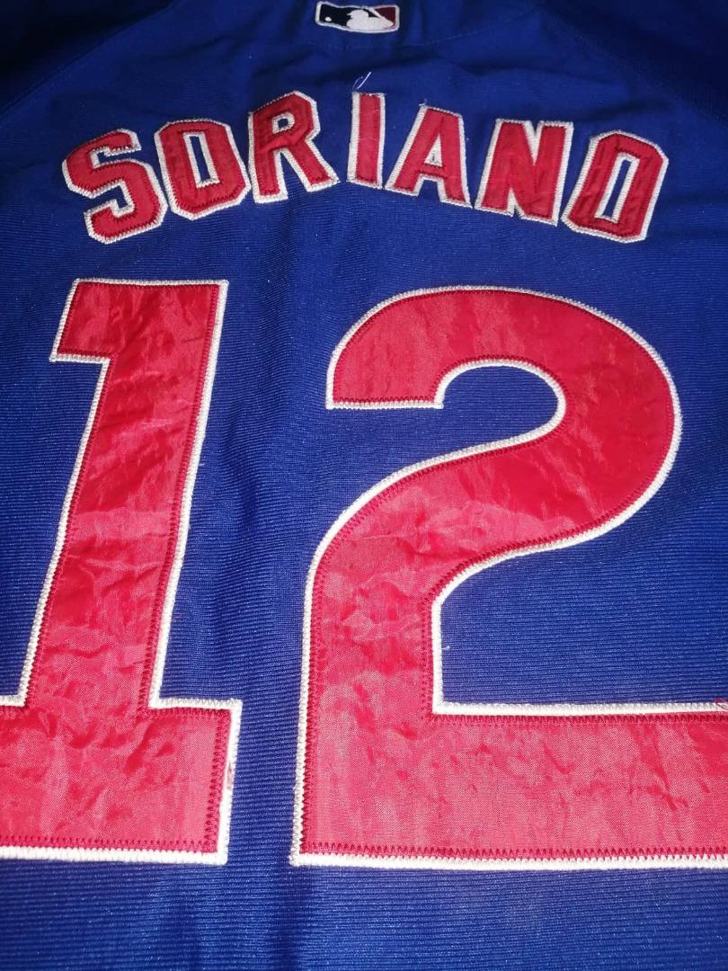 Majestic Chicago Cubs T Shirt Soriano #12 Blue Mens Size L EUC