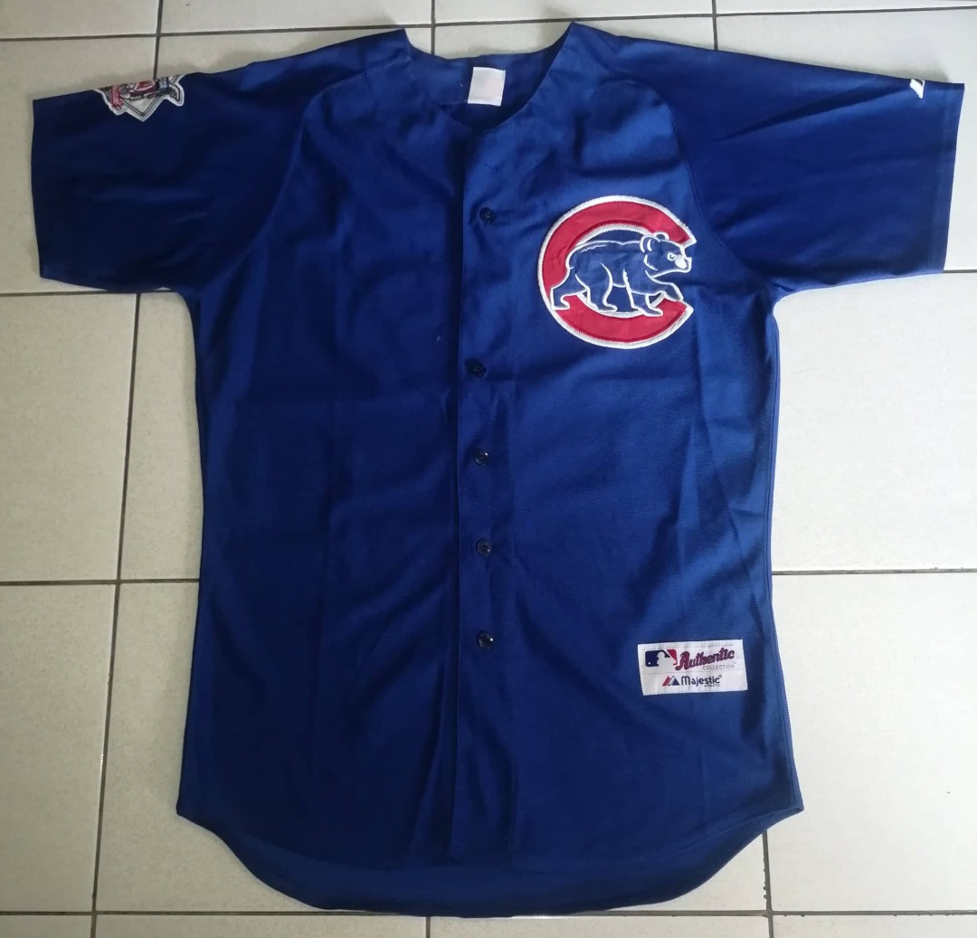Majestic PLUS MLB Chicago Cubs Overhead Baseball Jersey In Blue