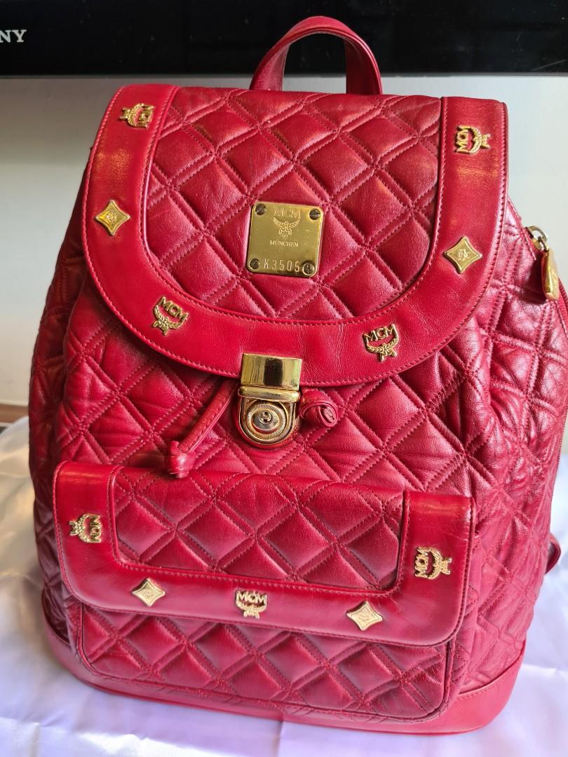 Mcm red bookbag sale