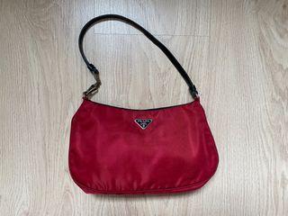 Authentic Prada Red Satin Mini Pochette