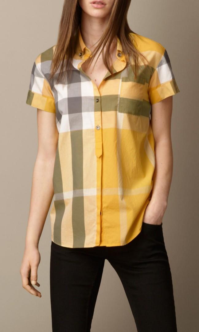 Burberry Brit Short Sleeve Check Cotton Button-Up Shirt, Luxury, Apparel on  Carousell