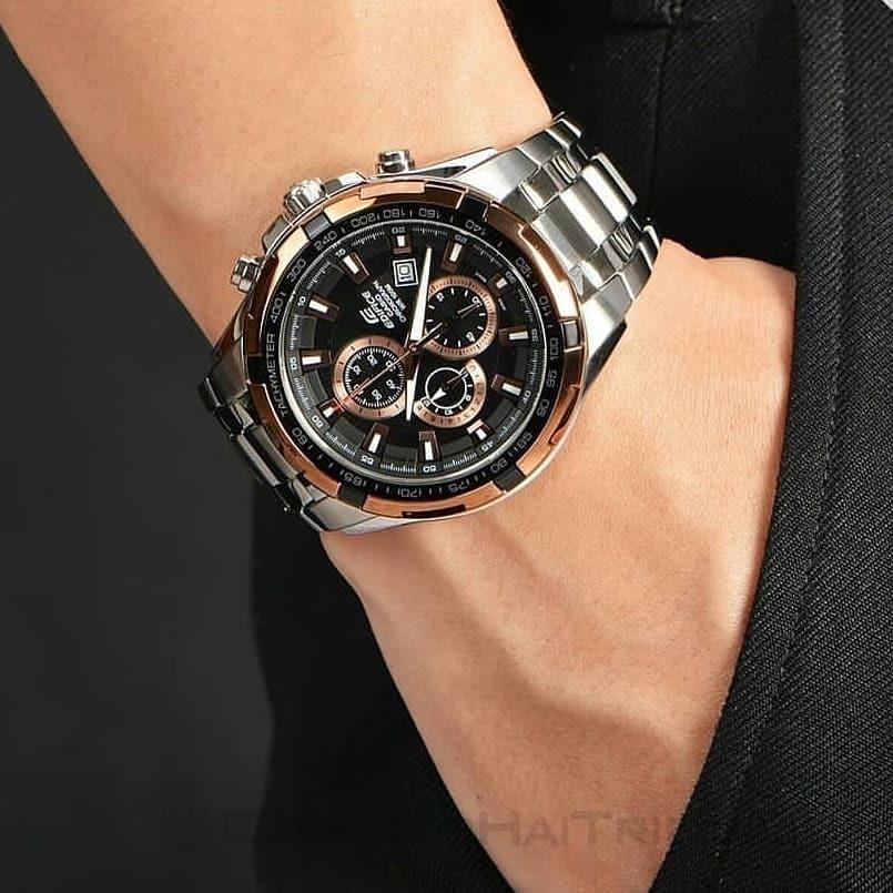 Casio edifice rose gold black sale