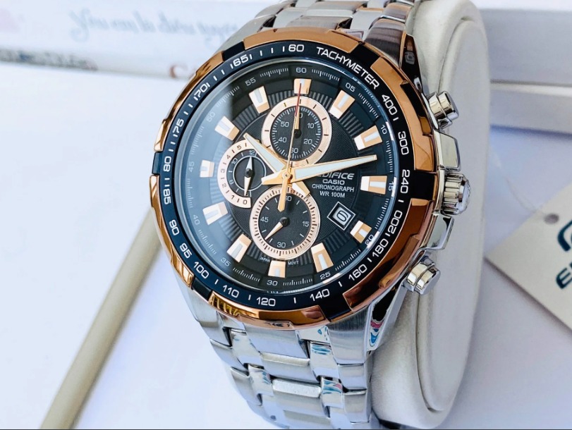 Casio Edifice EF 539D 1A5 Rose Gold Black Chronograph