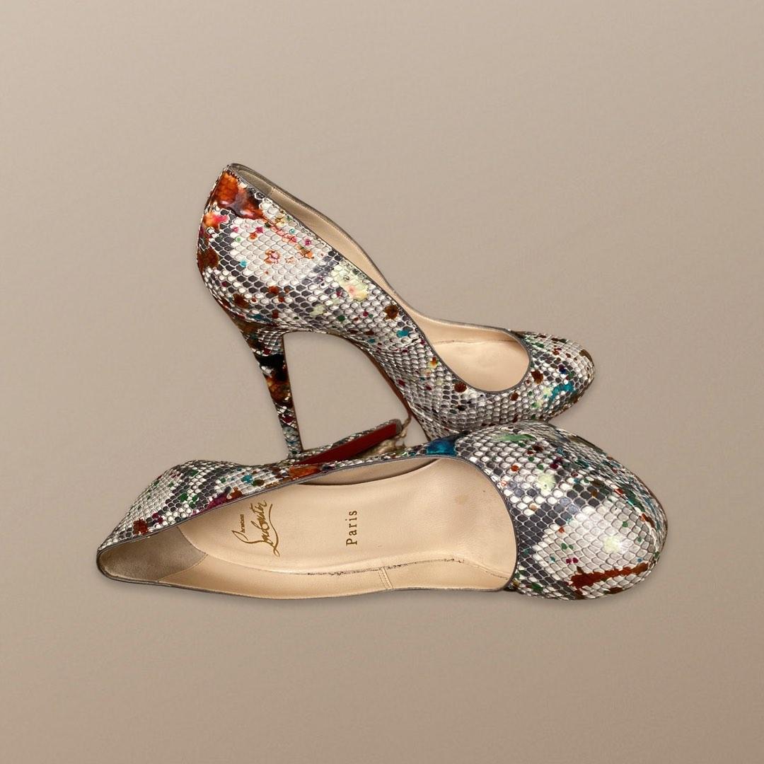 Christian Louboutin Multicolor Phython Bianca Platform Pumps Size