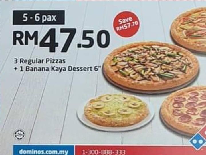 Domino's pizza voucher Code 3 regular pizza plus 1 bread ...