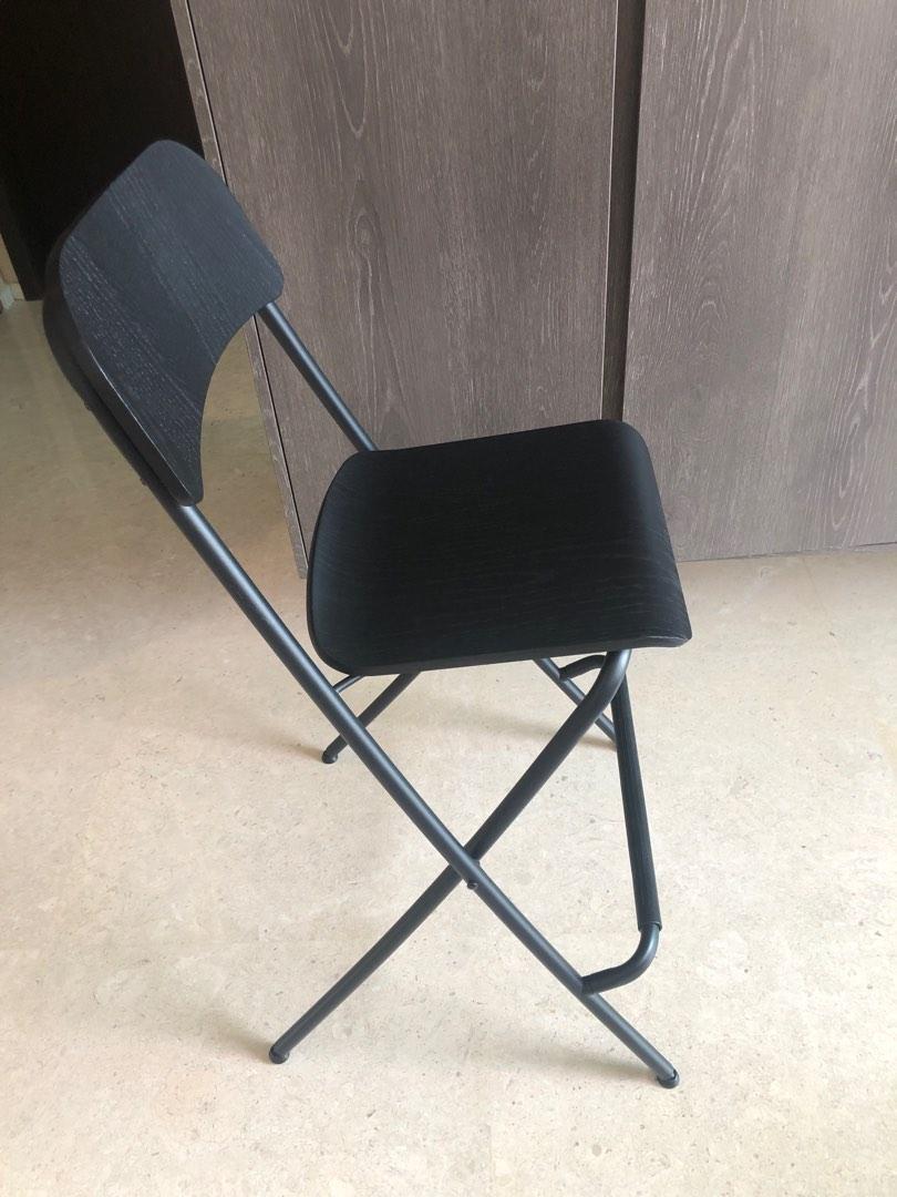 FRANKLIN Bar stool with backrest, foldable, black/black, Furniture