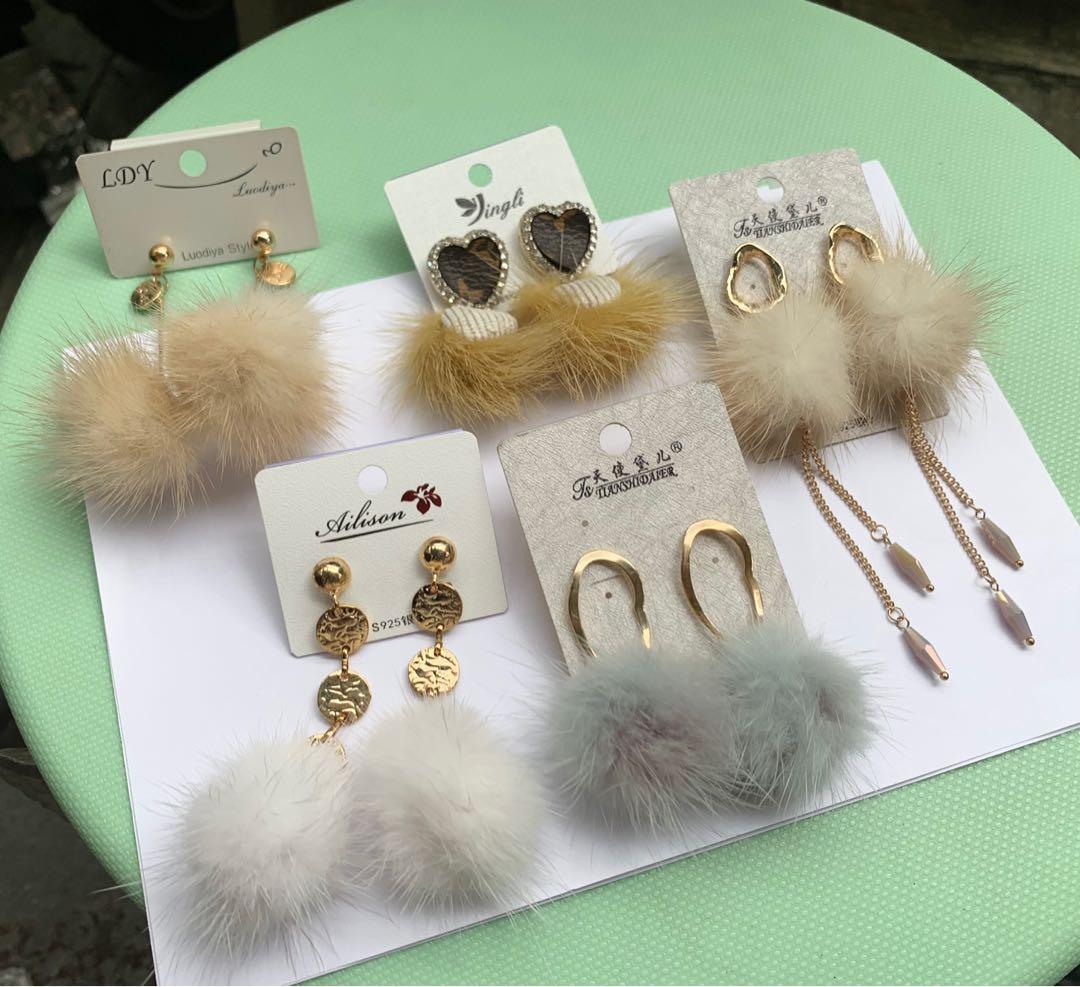 Fuzzy ball earrings top