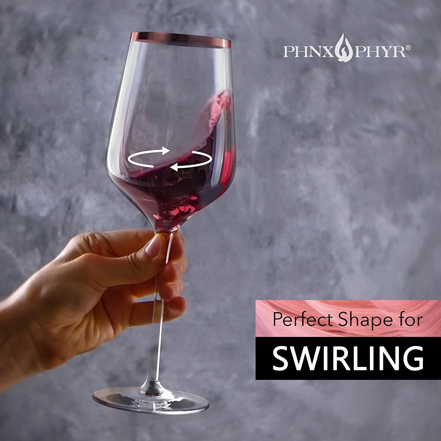 Hand Blown Crystal Rose Gold Wine Glasses set 2 Stem wine glass set