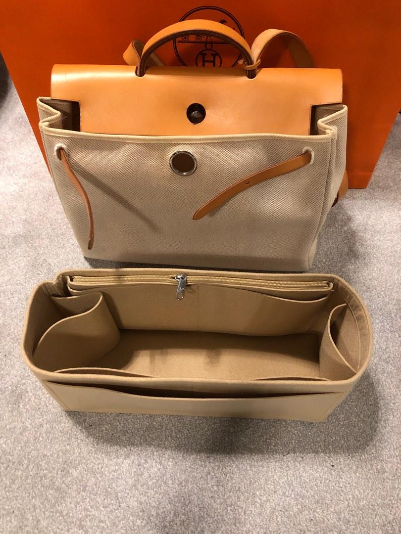 Hermes Hermes Herbag Zip MM 2 in 1 Beige Canvas Brown Leather