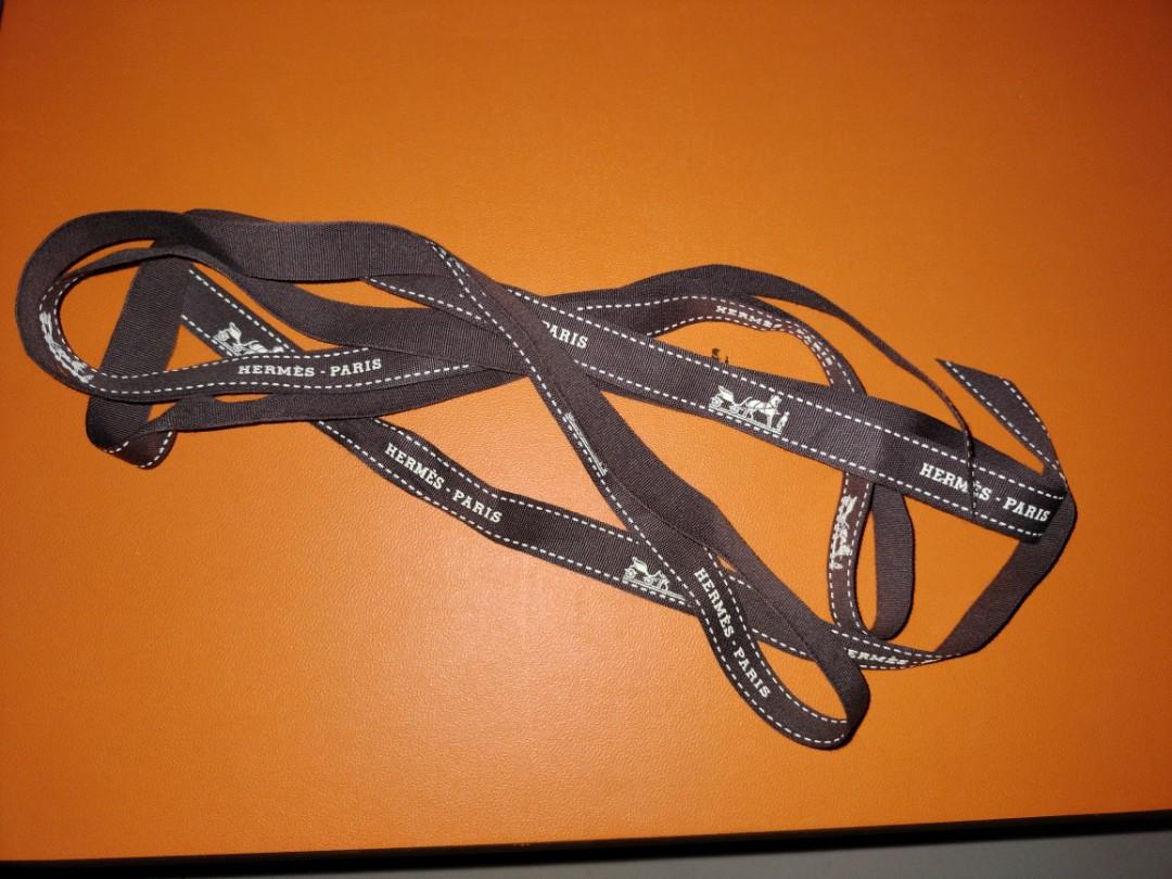 Ruban Hermès Authentique Vintage - 190 Cm De Long, 2.5 Cm De Large, Couleur Marron (occasion)