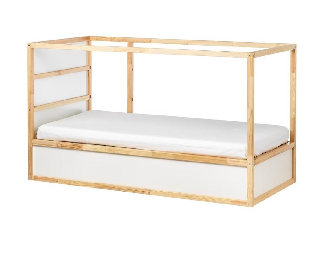 Ikea KURA Reversible kids bunk bed, white/pine, 90x200 cm, Furniture