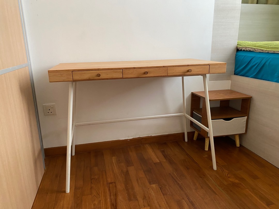 IKEA wood study table, working table, Furniture & Home Living