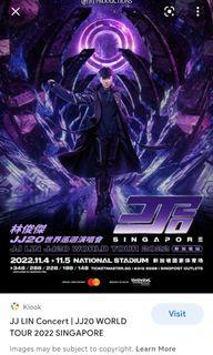 JJ Lin concert 4 Nov 2022 - 4 tickets Sect 645 Row D seat 3, 4, 5, 6