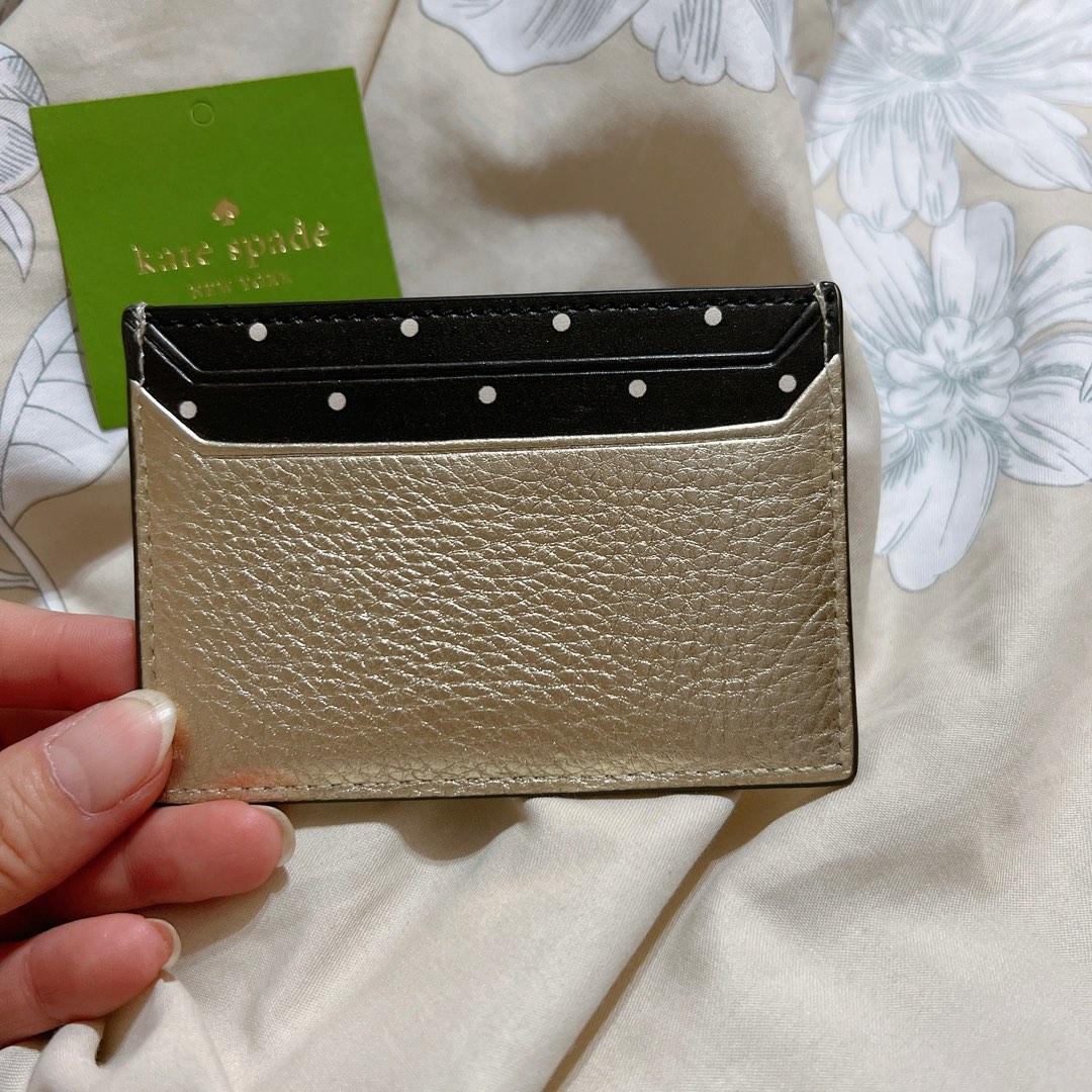 Kate Spade Card Holder Gold Polka Dots, Women's Fashion, Bags