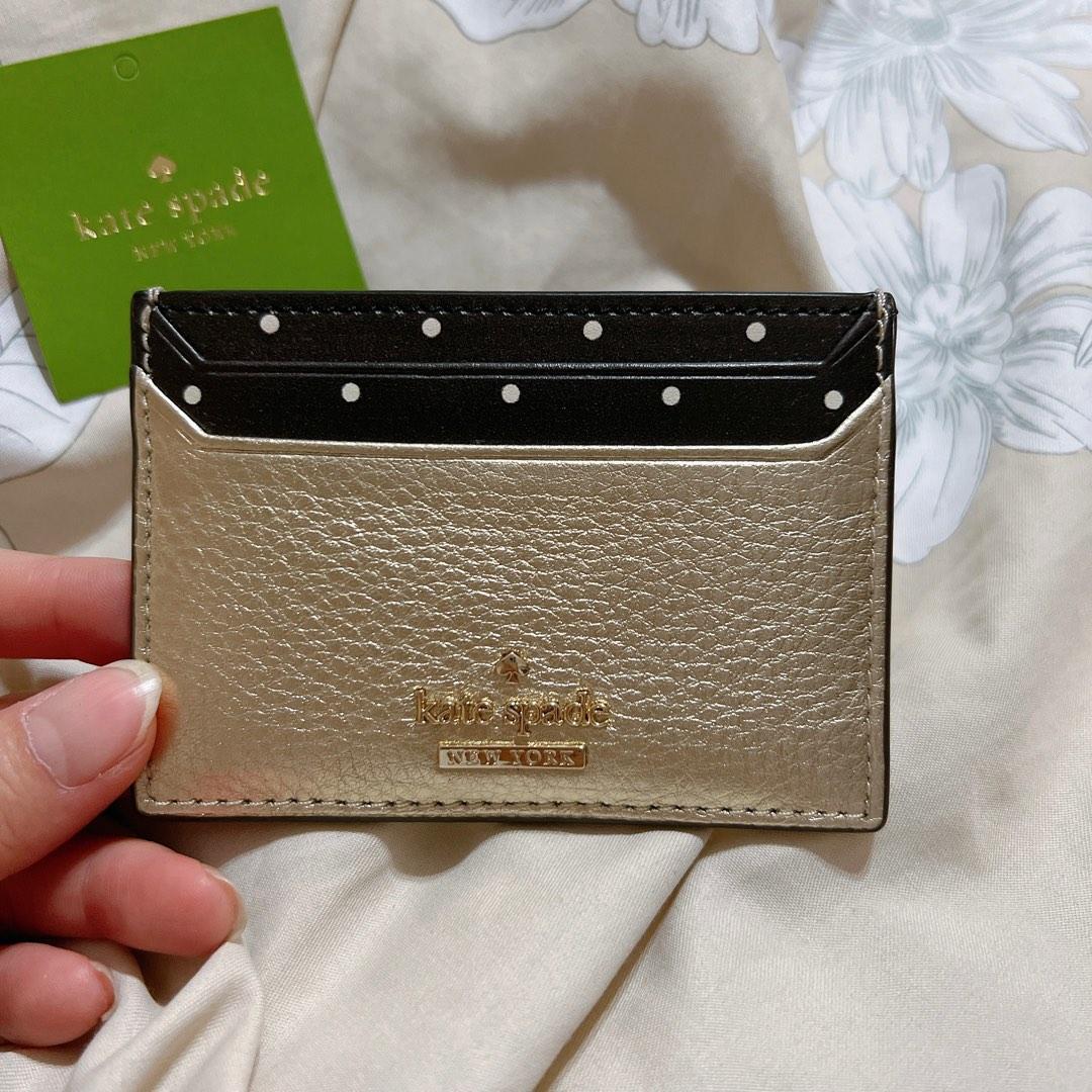Kate Spade Card Holder Gold Polka Dots