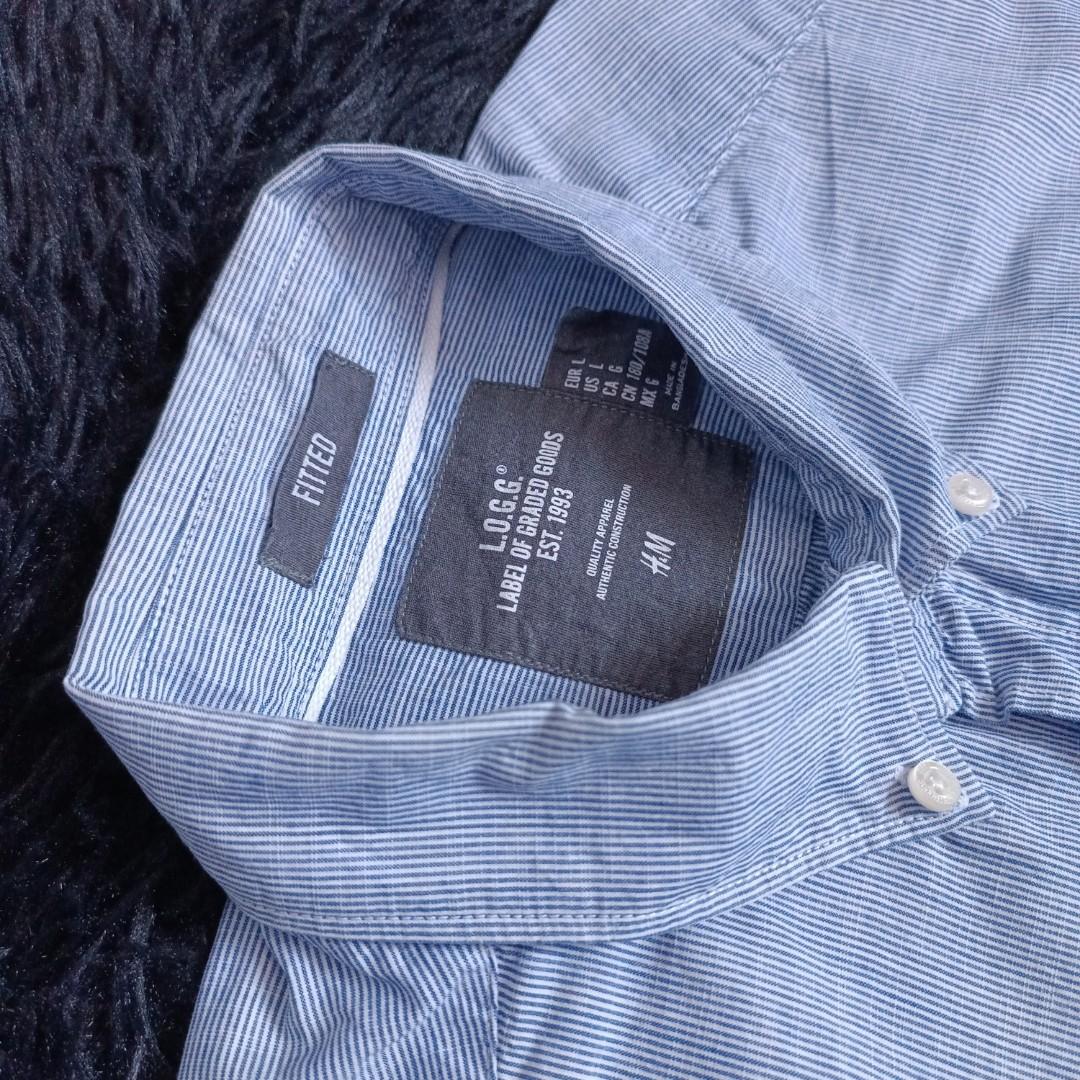 Kemeja h&m LOGG strip blue size L