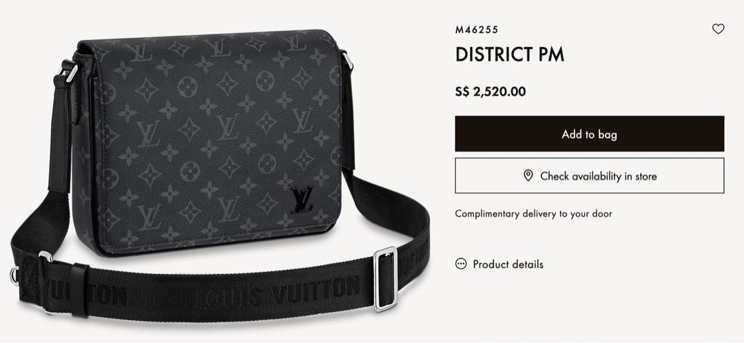 LV Louis Vuitton District PM Sling Bag M46255 Brand New, Men's