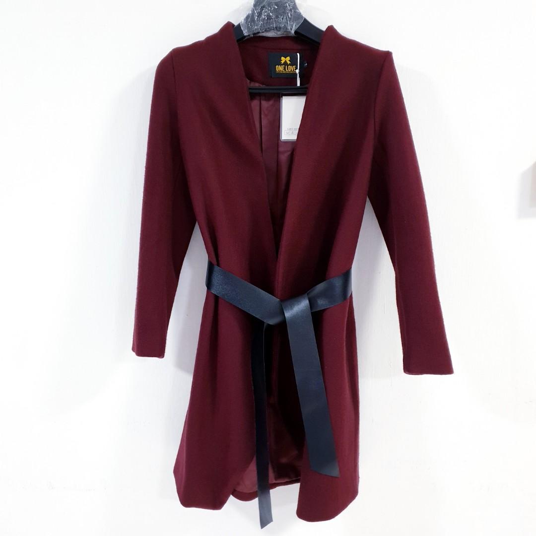 Maroon outlet wrap coat