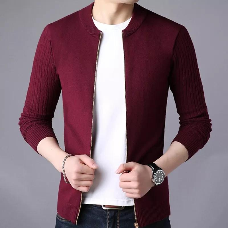 Men s Sweater Male Jacket Solid Color Sweaters Warm