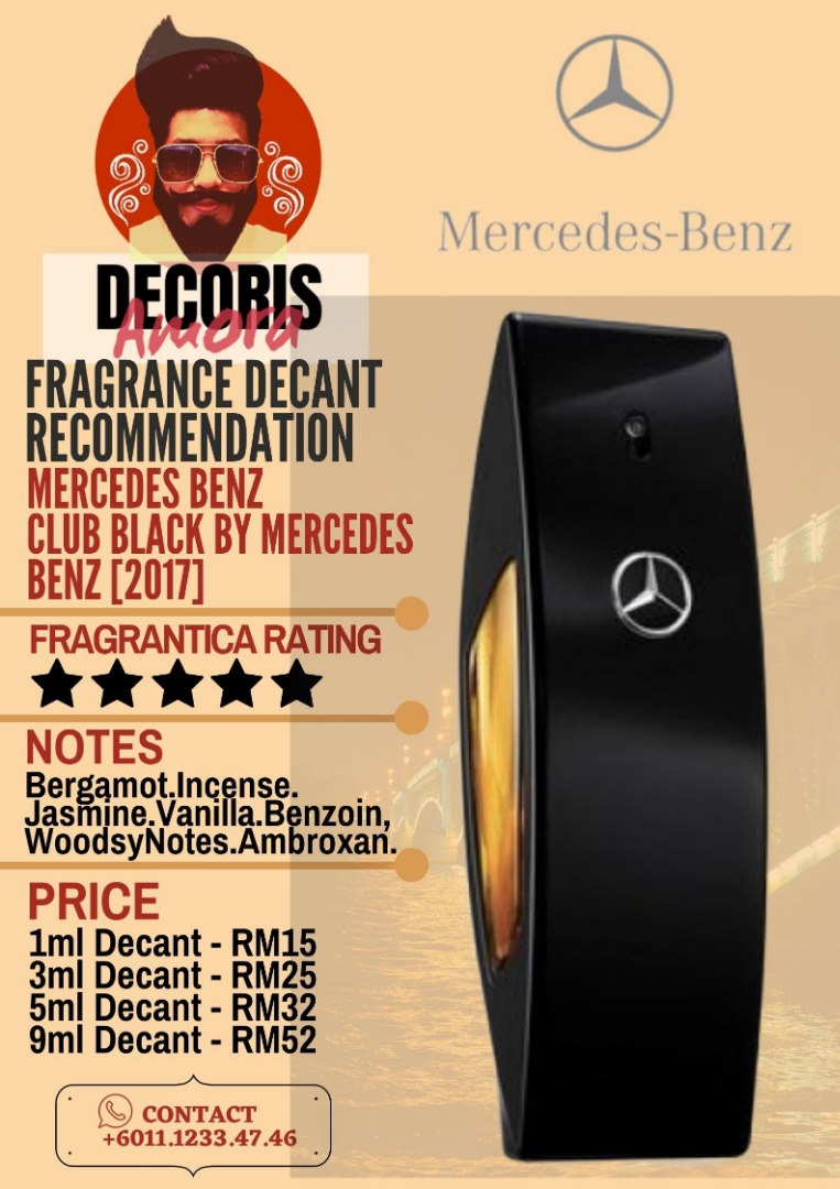 Mercedes Benz Club Black EDT 100ml - Man (Ready Stock), Beauty & Personal  Care, Fragrance & Deodorants on Carousell