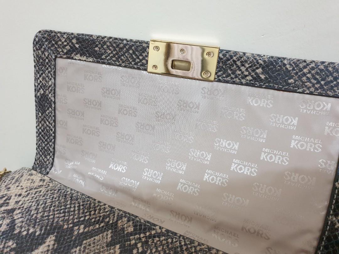 Michael Kors MK python snakeskin sling shoulder crossbody clutch bag ...