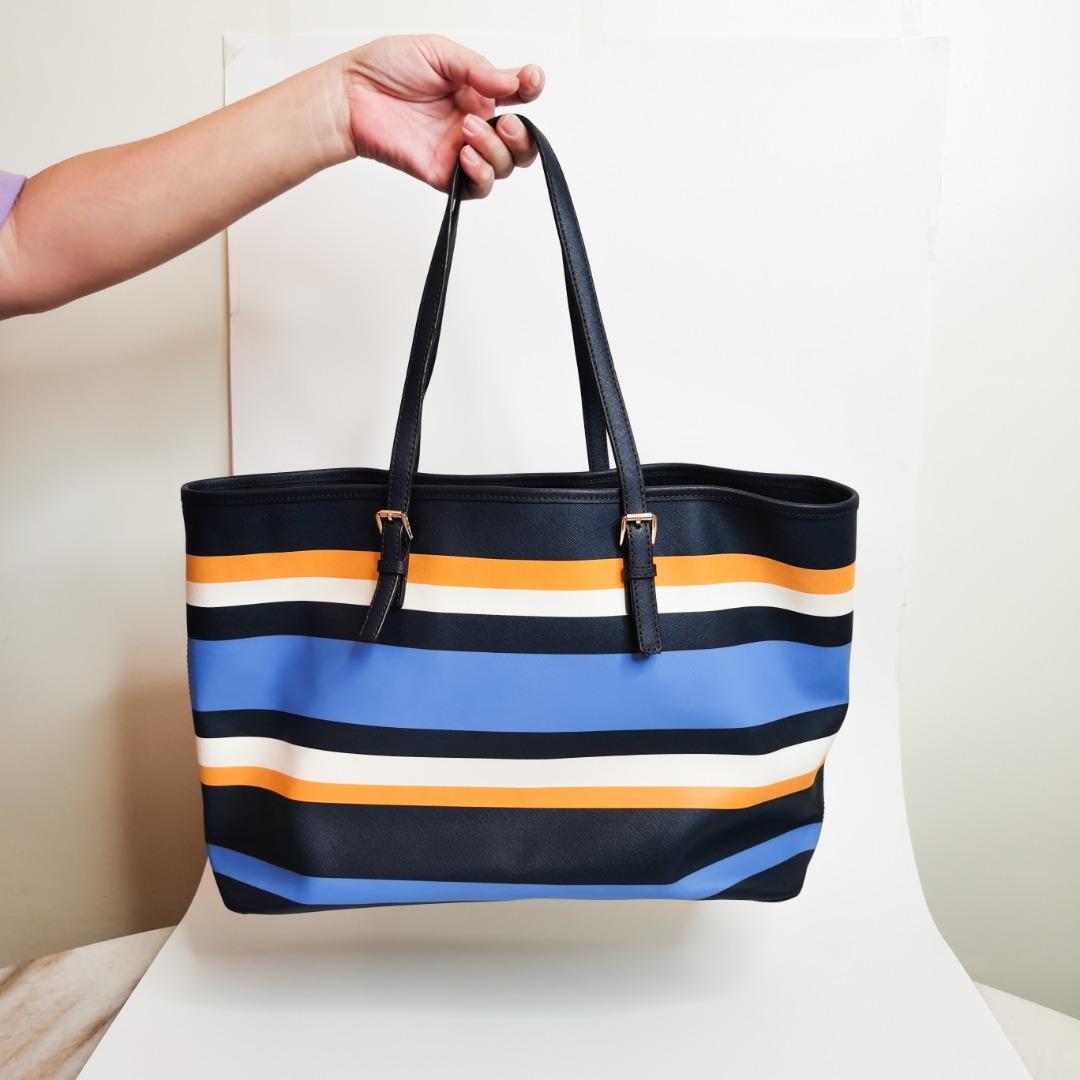 Michael kors blue and white striped bag shop