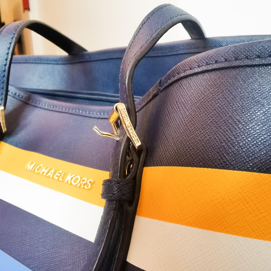 Michael kors bag blue and hot sale white stripes