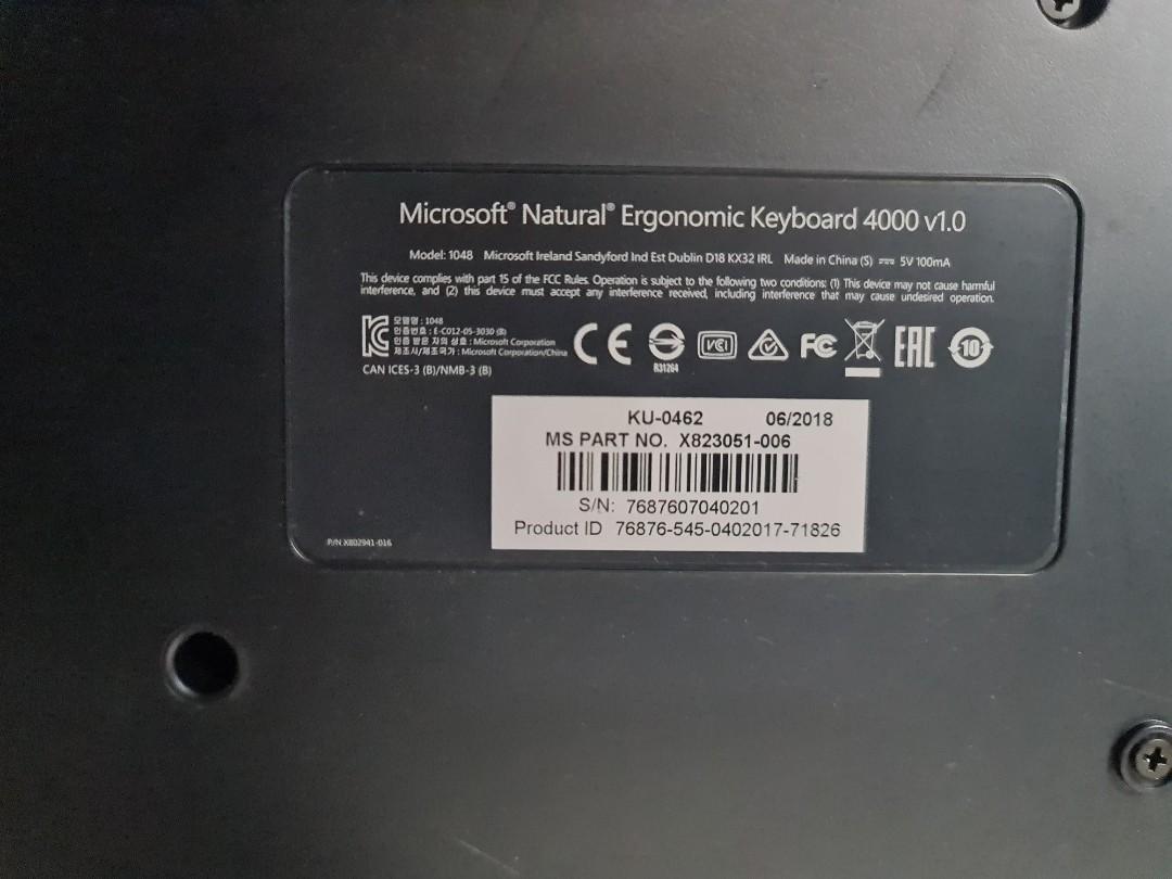 Microsoft keyboard Natural Ergonomic 4000, 電腦＆科技, 電腦周邊及配件, 電腦鍵盤及相關產品 ...