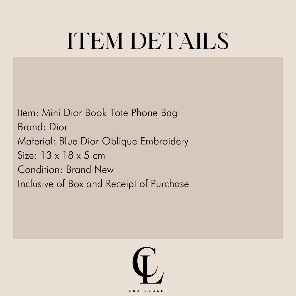 Mini Dior Book Tote Phone Bag Black and White Plan de Paris Embroidery (13  x 18 x 5 cm)