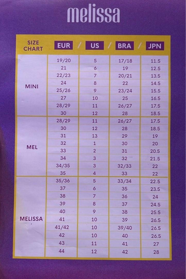 Size Guide Mini Melissa Sale Size 10 Size Chart Mini Melissa Sale